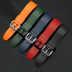 Dust-Free Rubber Waterproof Quick Release Watchband 20mm 22mm 24mm Black Orange Rubber Strap for Seiko Omega Watch Accessories