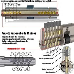 Porta antiroubo padrão europeu do cilindro, fechadura cilindros para fechaduras, porta de entrada, 11 Pin, alta qualidade 10 principais vendas cilindro de - №6