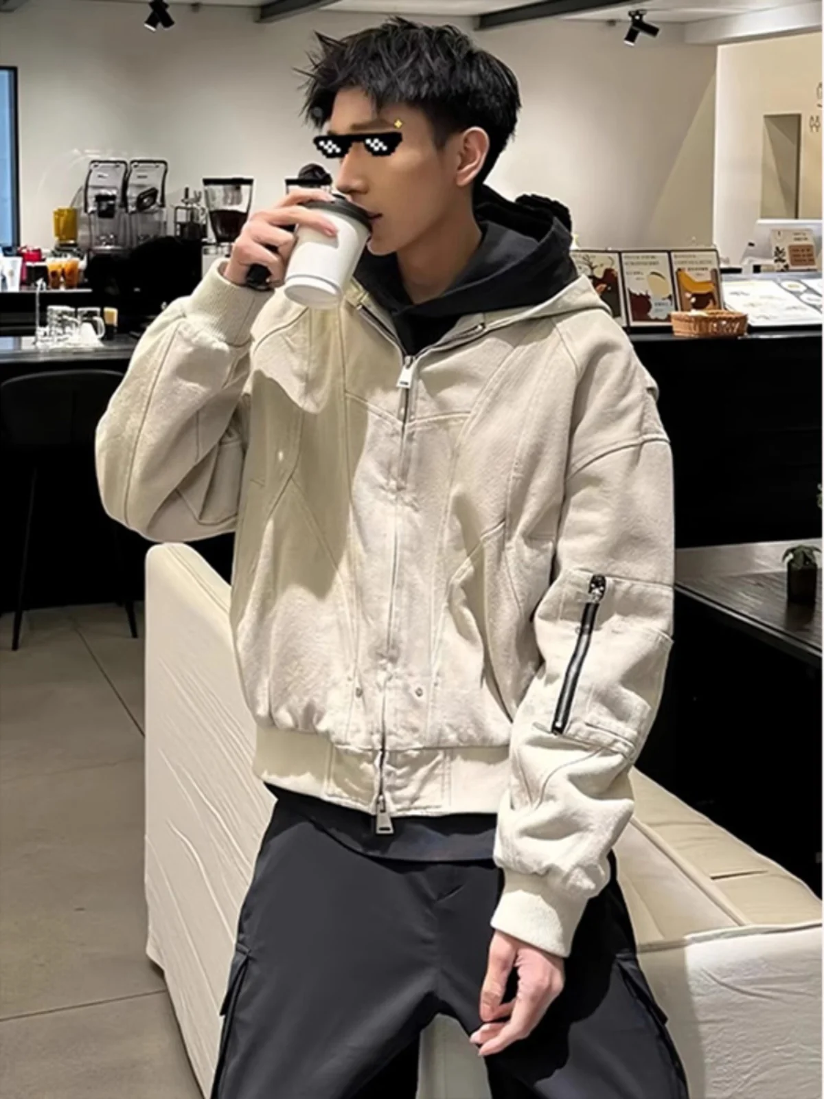 

Мужская демисезонная куртка Harrington Canvas в стиле бейсбольной куртки с капюшоном, в американском деконструктивном стиле, с ощущением высокого класса, молодежная мода