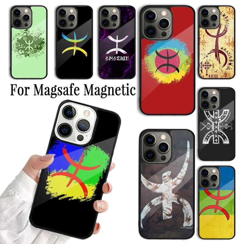 Coque Phone Case For iPhone 16 15 14 13 12 Mini 11 Pro Max Plus Magsafe Magnetic Wireless Charging Cover Amazigh Berber Flag