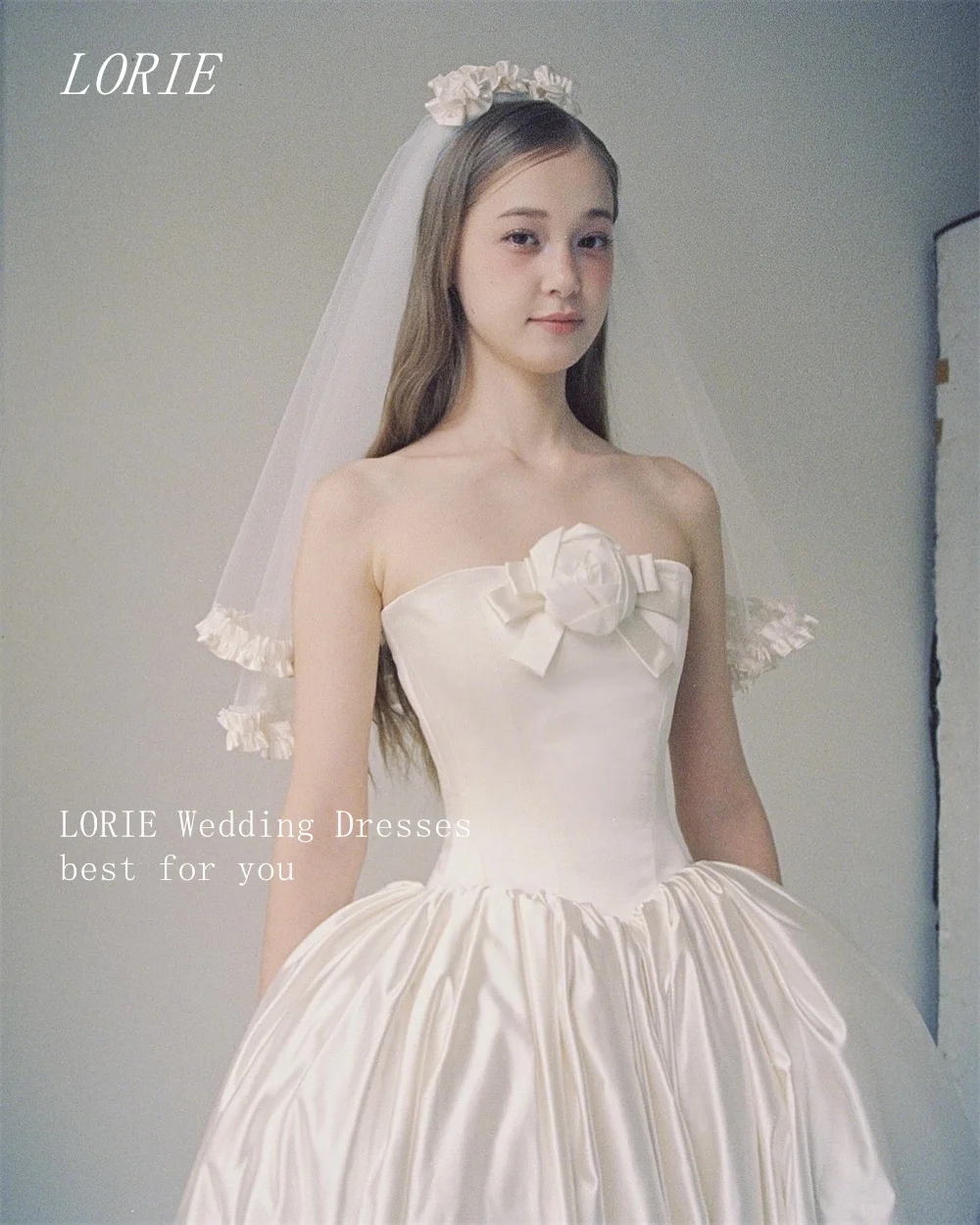 LORIE Luxury 3D A Line Wedding Dress Bow Strapless Bridal Dresses Elegant Flowers Wedding Gown Customized 2026