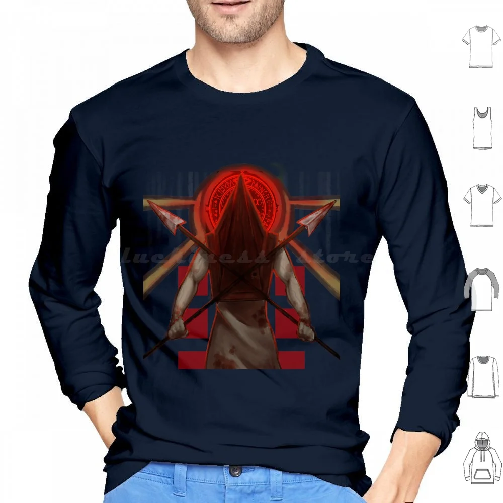 Pyramid Head Final Hoodies Long Sleeve Photoshop Grundge Punk Silent Hill Video Games Pyramid Head Pyramid Head Spear