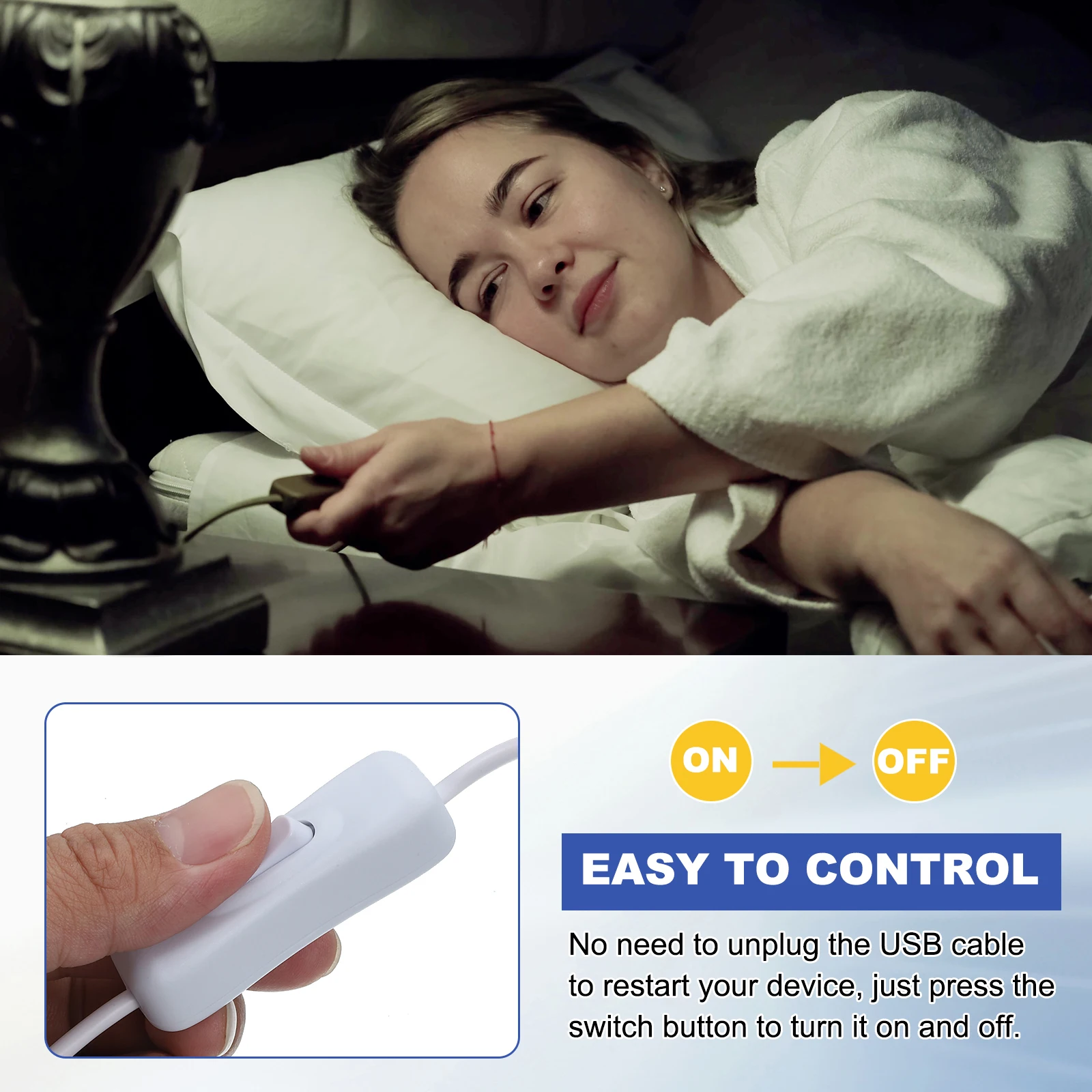 Câble d'extension USB avec interrupteur marche/arrêt 66W, charge rapide de Type C vers USB mâle, cordon d'alimentation de données pour ventilateur à bande LED, 1/2 pièces