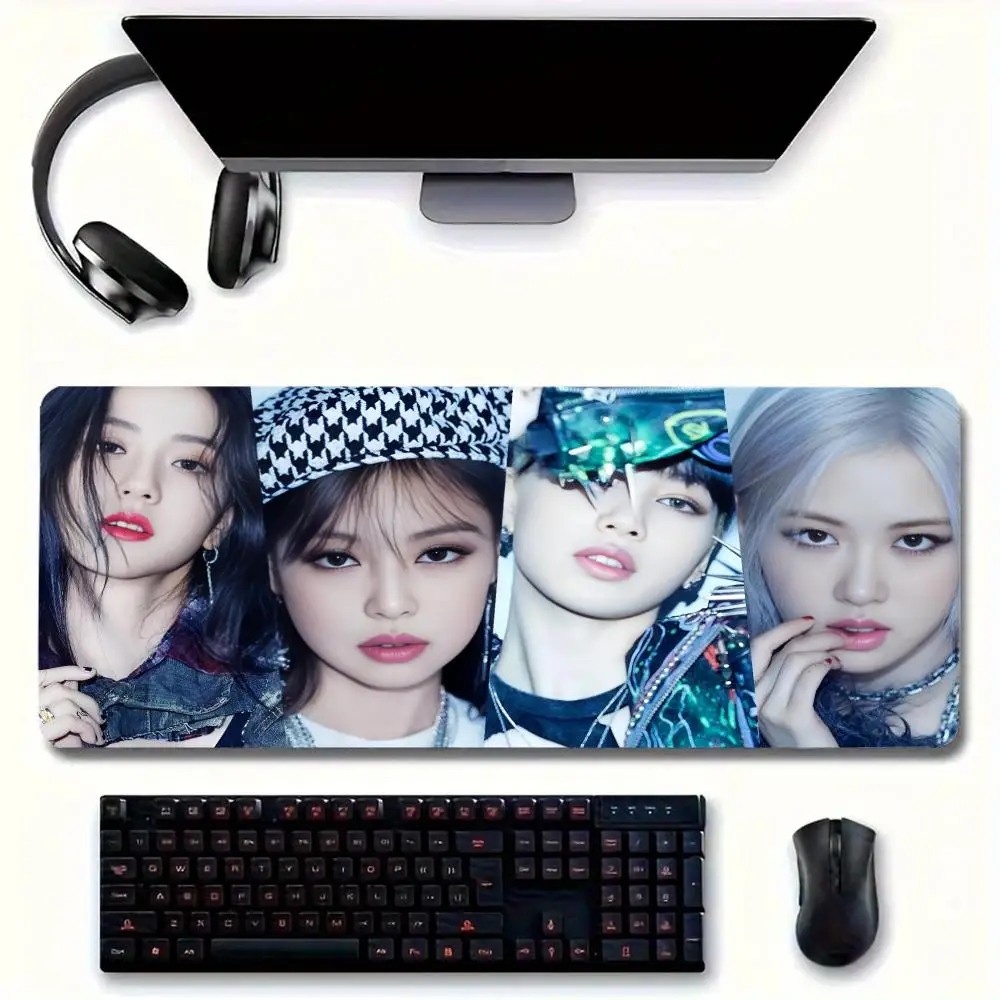 B-BLACKS Kpop P-Pink MINISO Mouse Pad Large Mouse pad for home office Waterproof desk pad Computer Mouse pad gaming Mouse pad