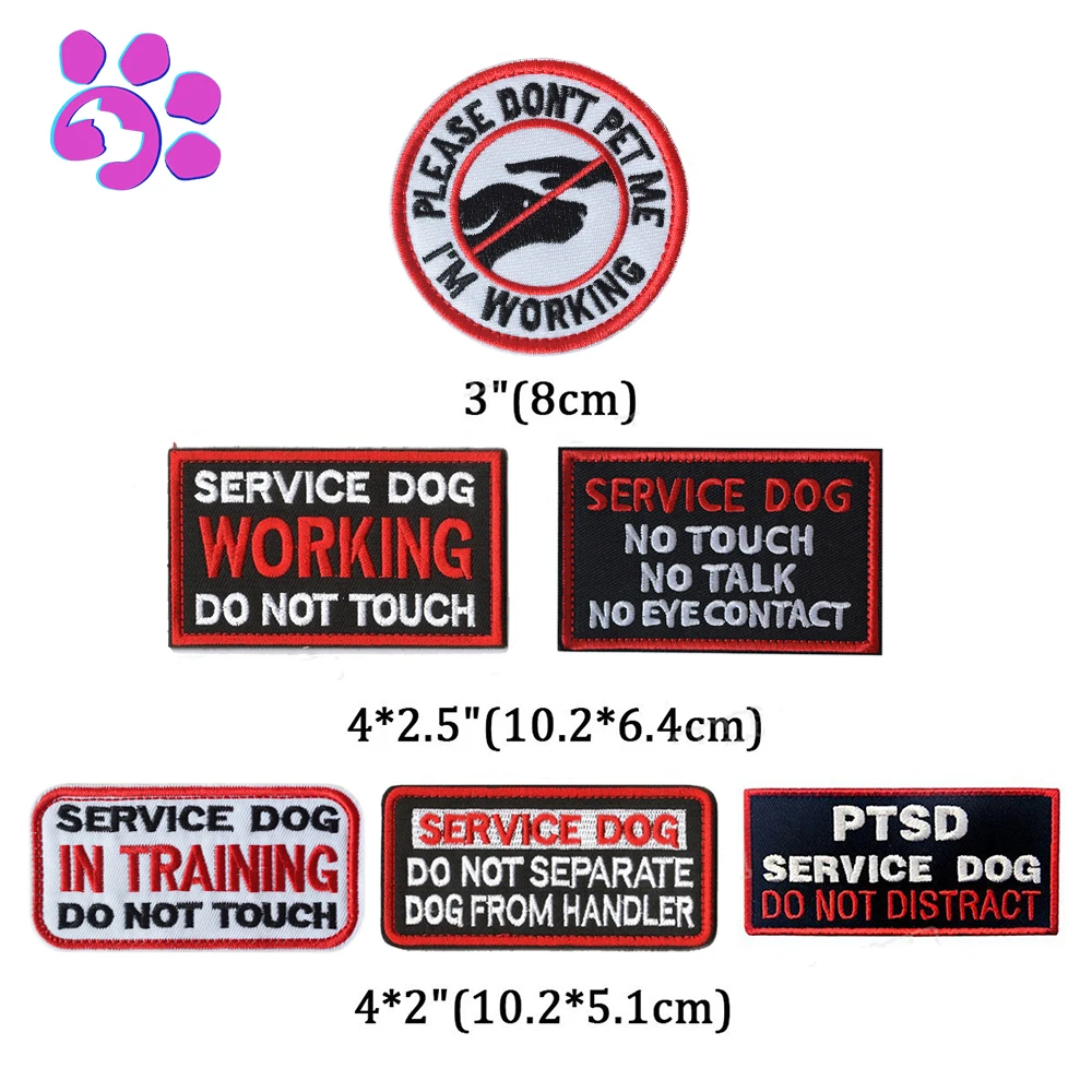 Service Dog Harness Separate Stickers for Large Dogs Do Not Touch Working Pet Cloth Embroidered Patches Service Dogs Accessories