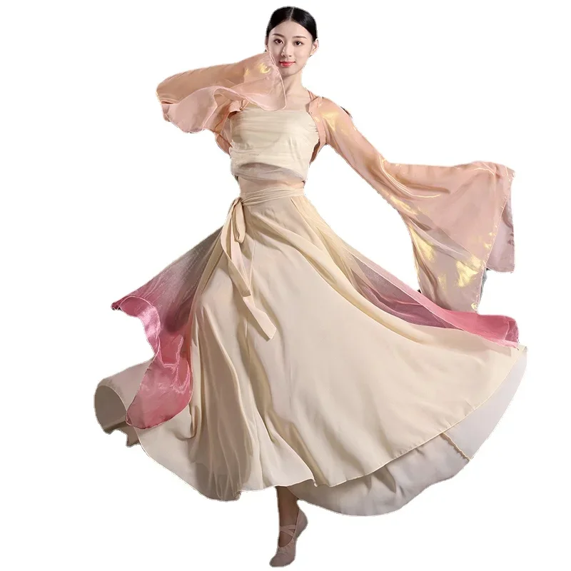 Chinese Style Folk Dance Classical Dance Costume Practice Clothes Elegant Performance Stage Dancewear National Waist Drum Suit