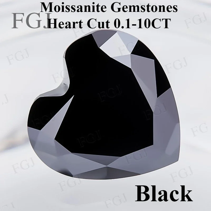 

0.1-10CT Moissanite Gemstones Heart Cut Loose Stones Beads Black DIY VVS1 With GRA Certificate Wedding Jewelry Birthday Gifts