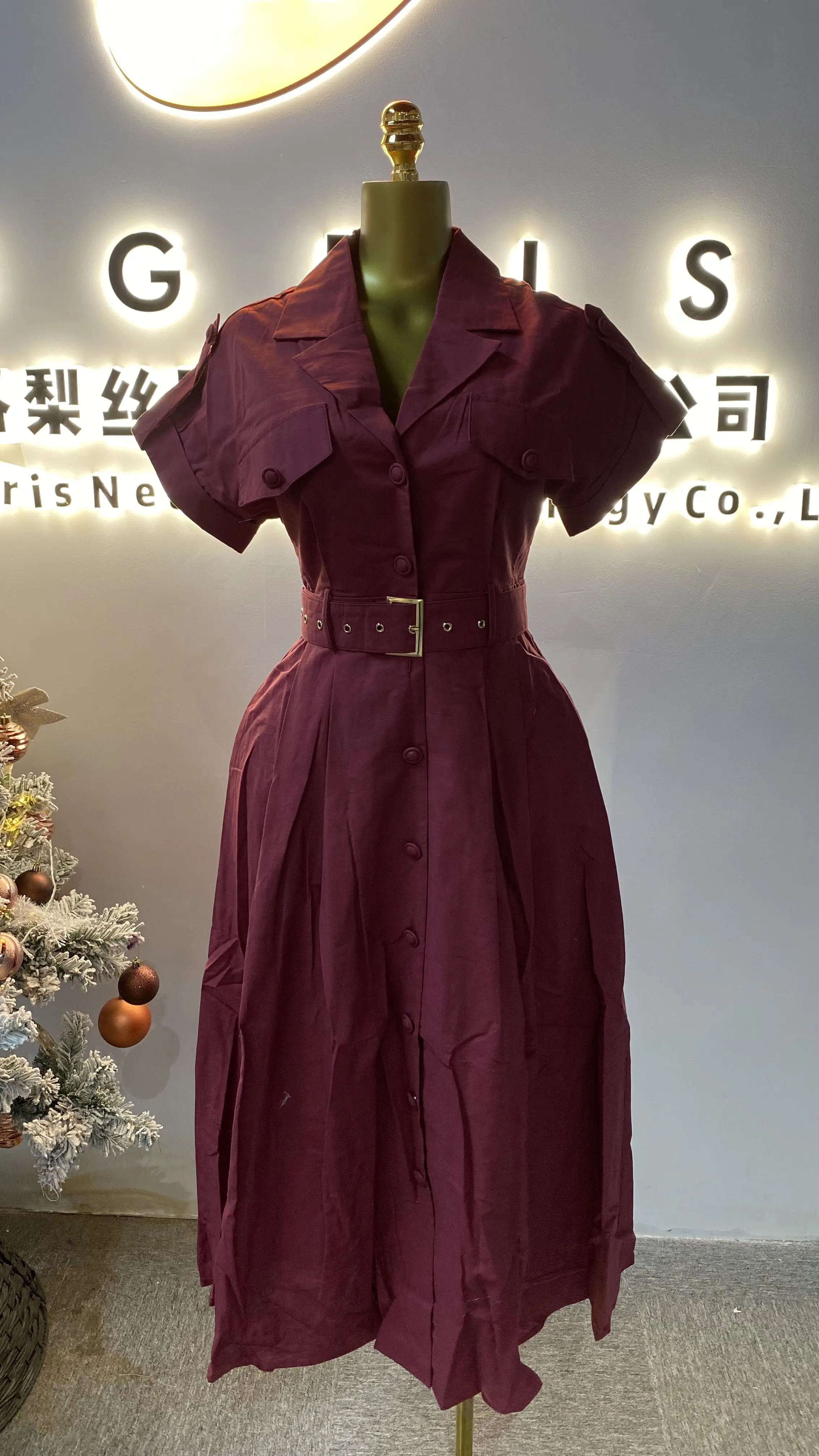 

Summer elegant notched collar sports jacket women's clothing empire lace dress-GZXX101