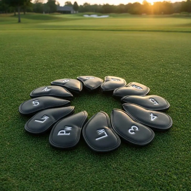Golf Iron Head Covers Set 10/12 PCS Waterproof Synthetic Leather Scratch Proof Universal Fit All Golf Brands for Golf Course Use image 6