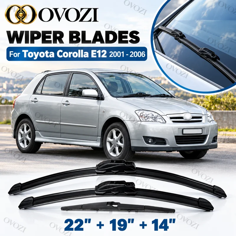 Front Rear Car Wiper Blades For Toyota Corolla Hatchback E12 2001-2006 Windshield Windscreen Window 2004 2005 22" 19" 14"
