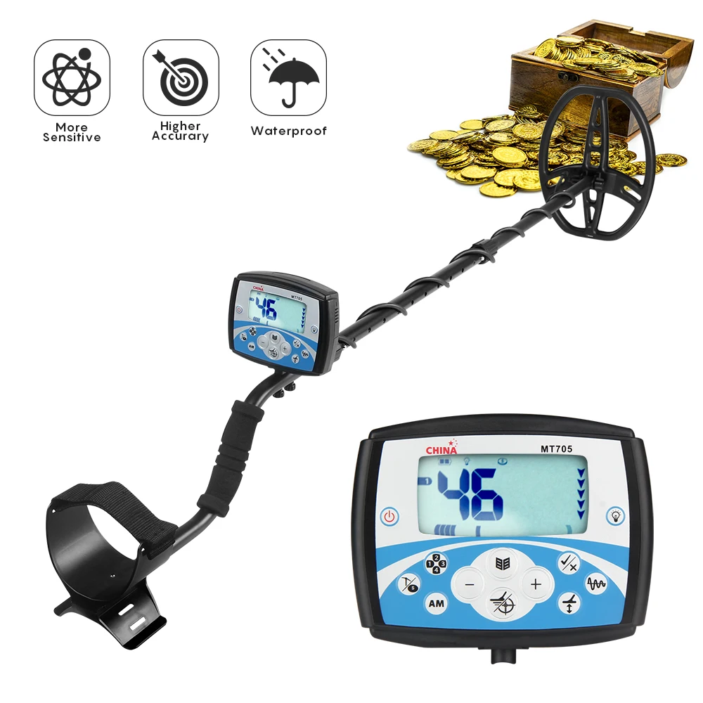 Professional MT705 Gold Metal Detector High Accuracy Underground Treasure Hunter LCD Screen Display Super Stable Modes