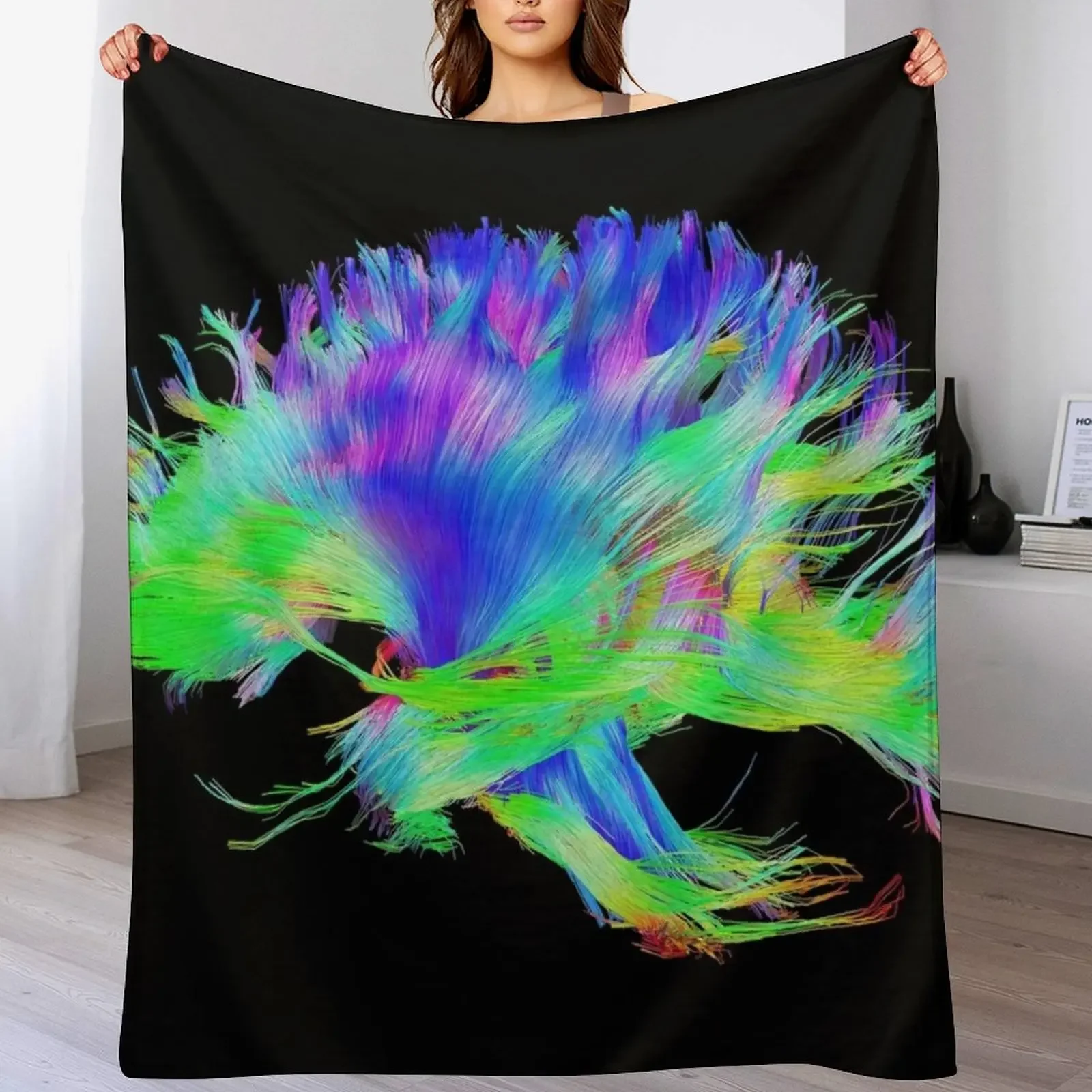 Fiber Tracts Of The Brain, Dti, Medical Imaging Scan Throw Blanket Sleeping Bag Soft Blankets