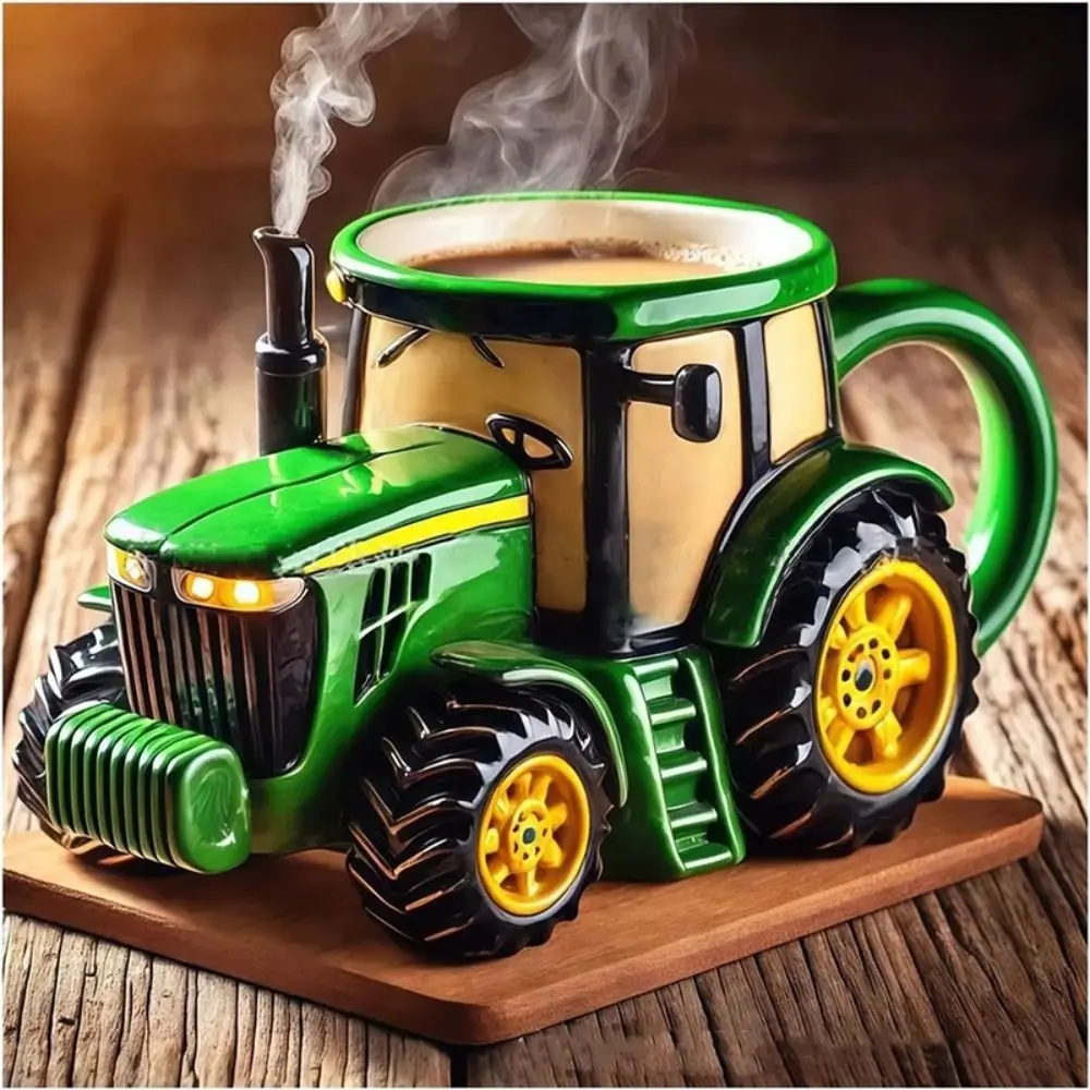 Dekorative, langlebige Traktor-Tasse, handgefertigt, 325 ml, Traktor-Kaffeetasse, LKW-förmige Kaffeetasse für Männer