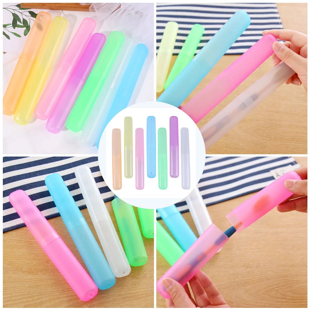 21Pcs Toothbrush Box Portable Plastic Organizer Breathable Toothbrush Container Travel Storage Case for Toothpaste Cosmetics