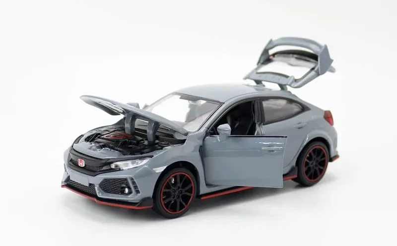 1/32 novo honda tipo r hatchback modelo de veículo de brinquedo liga fundida som luz puxar para trás carro esportivo brinquedos para presentes