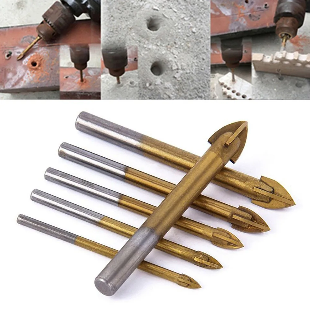 Cross Spear Point Head คาร์ไบด์แก้วเจาะบิตเหมาะสําหรับไม้คอนกรีตพลาสติกสําหรับอายุการใช้งานและความแม่นยําของผนัง