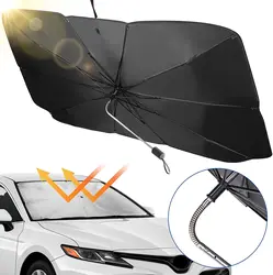 360° Rotation Bendable Shaft Foldable Auto Windshield Sunshade Cover Car Front Shading Windshield Umbrella