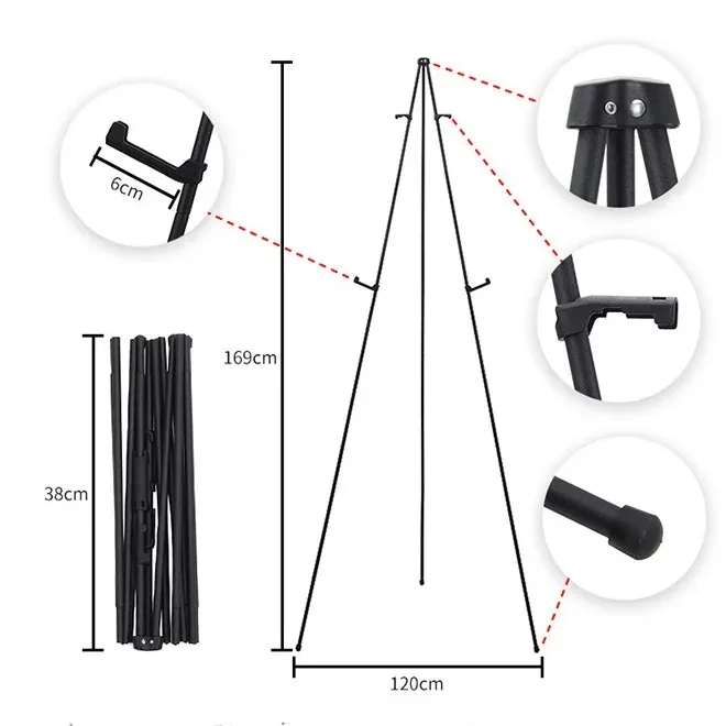easel stand for display portable foldable metal easel easels for signs wedding logos, arts, painting, adjustable floor easel