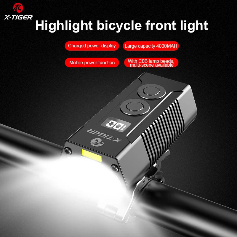 X-TIGER Outdoor Bicycle Light USB Charging LED Flashlight Rainproof Mountain Bike Front Lamp As Power Bank Bicycle Accessories