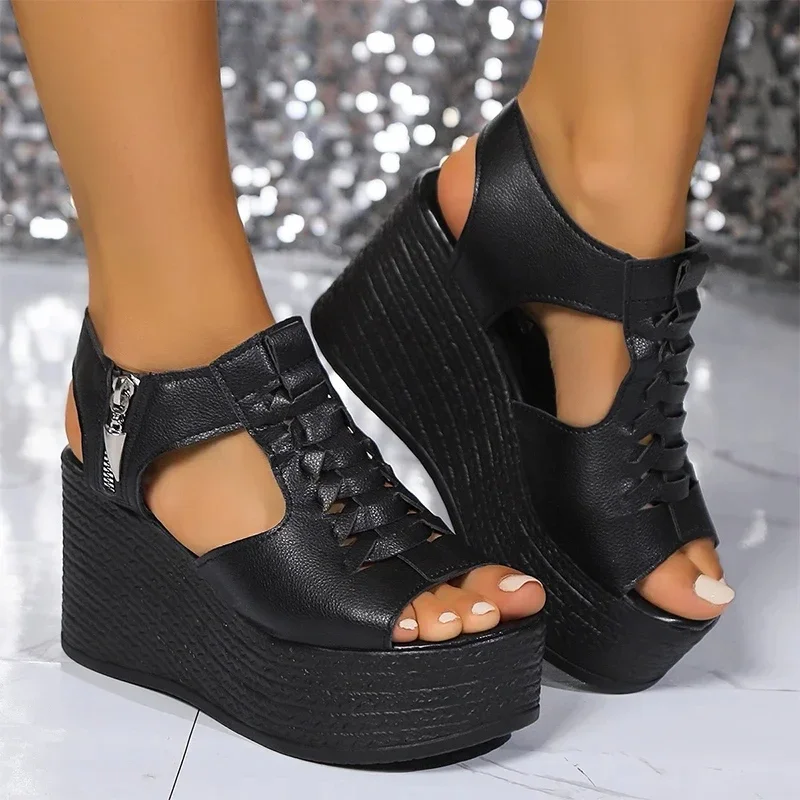 Wedges Platform Sandals Women Sexy High Heels Shoes 2024 Summer Designer Peep Toe Shoes Walking Open Toe Femme tosPumps