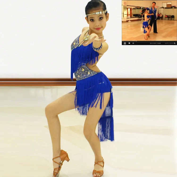 High-grade Girls Children Latin Dance Contest Tassel Children's Latin Dance Performance Costumes