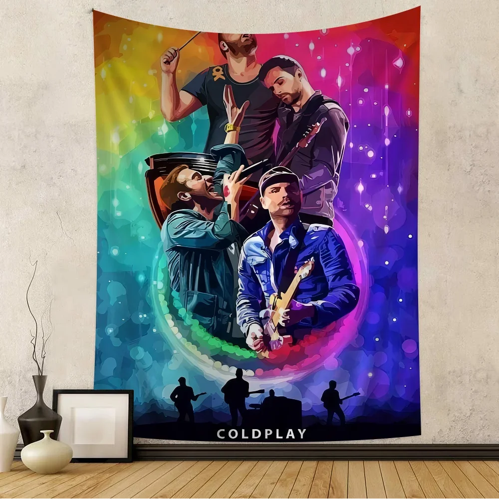 Rock Coldplay Band Cartoon Tapestry for Living Room Home Dorm Decor INS Home Decor