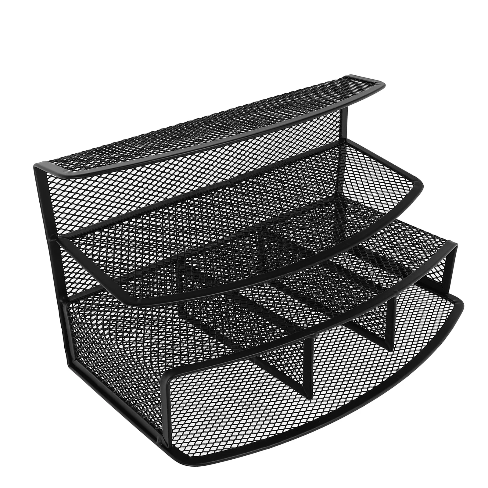 

Metal Mesh Letter Organizer Multi-Compartment Desktop File Storage Rack Black Iron Mesh Document Holder For Office Desk