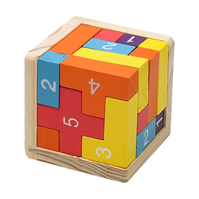 Colorful Wooden Blocks Puzzles,Classic Luban Lock Cube 3D Puzzle Toys, Intellectual Game for Children & Adults