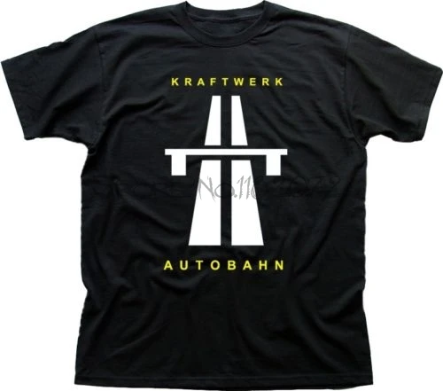 men t shirt for summer KRAFTWERK AUTOBAHN RETRO TECHNO black printed cotton t-shirt