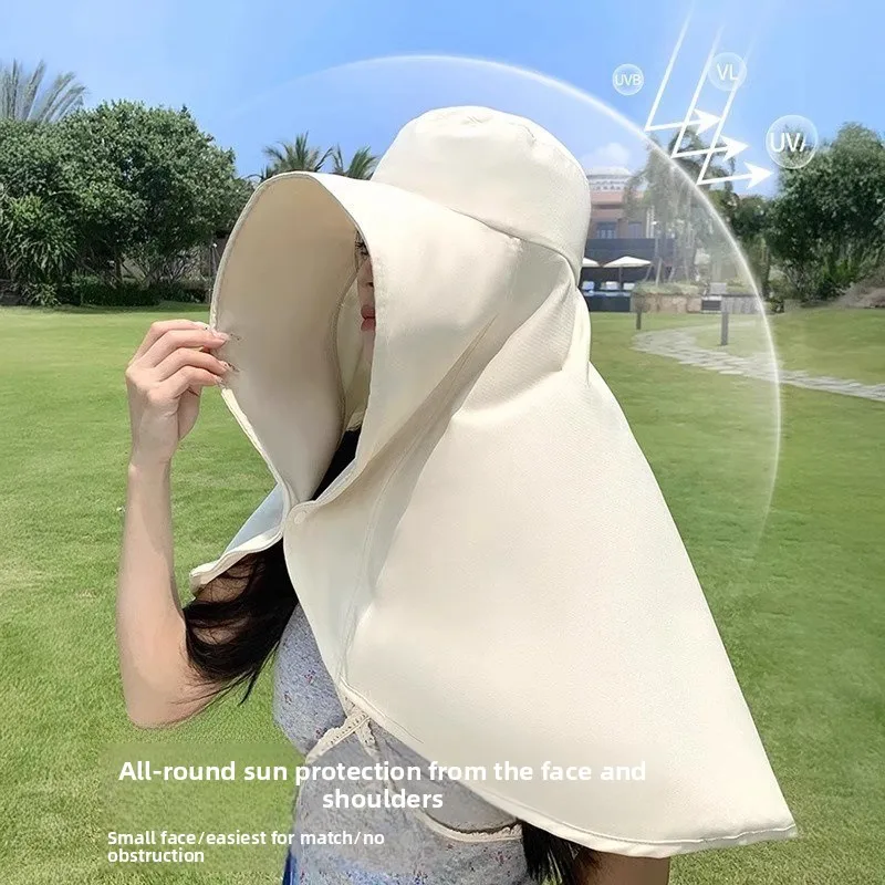 حماية من أشعة الشمس لكامل الوجه وقبعة من الشمس مع قناع ذو حواف متكامل لحماية الرقبة من الأشعة فوق البنفسجية وقبعة صياد السمك