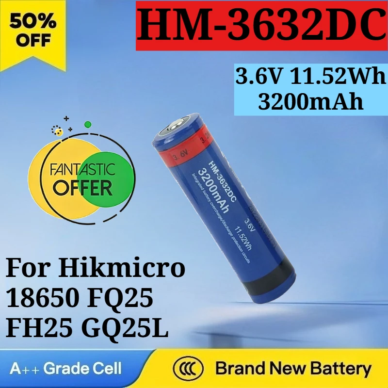 New HM-3632DC 3.6V 11.52Wh 3200mAh Battery for Hikmicro 18650 FQ25 FH25 GQ25L GQ35L H4D Thermal Imager Battery High Quality