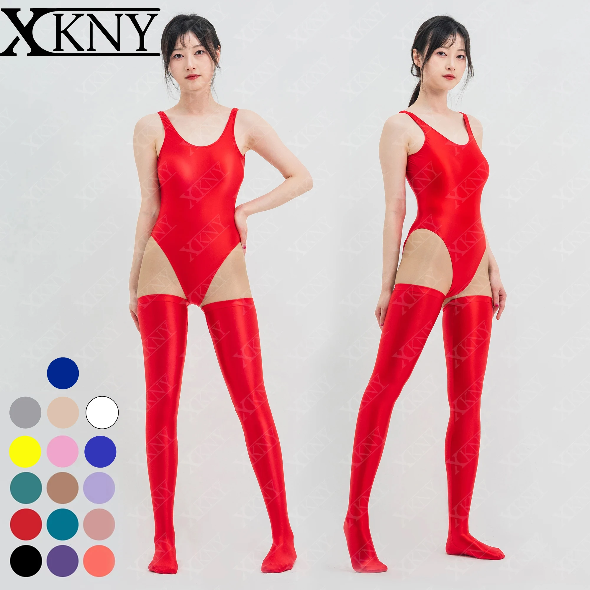 XClocKNYoung satin glossy socks solid high oil silk elastic socks satin glossy fabric socks women's knee length stockings