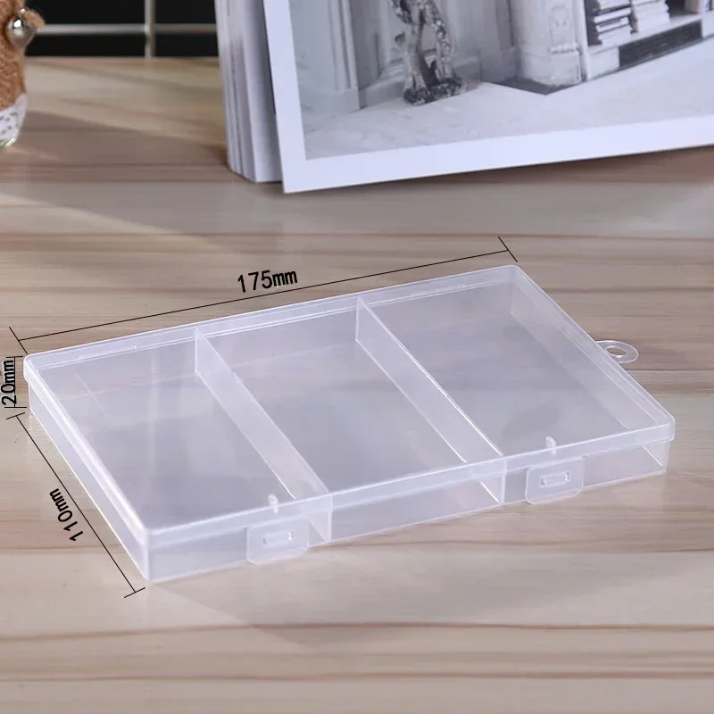 1pc 3 Grids Transparent Plastic Clear Jewelry Organizer Fishing Gear Storage Box Container Case Home Storage & Organization