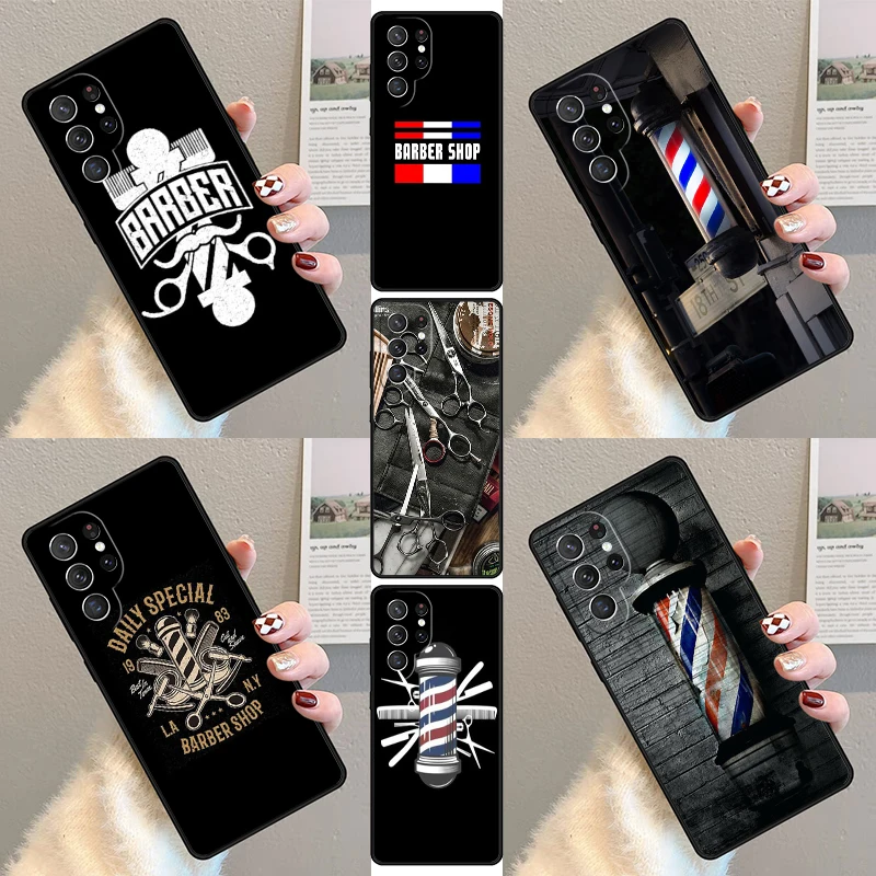 Barber Shop Hair Stylist tools Phone Case For Samsung Galaxy S23 S21 S20 FE S24 S22 Ultra Note20 S10 S9 S8 Plus Silicone Cover