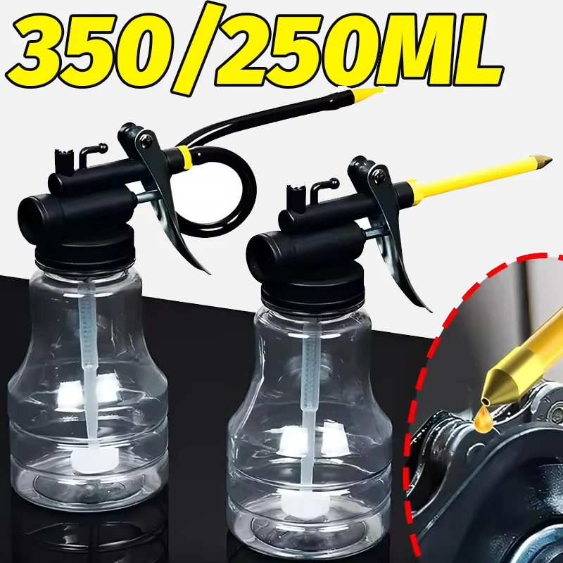 

250/350ml High Pressure Oil Can Transparent Oiler Pot Manual Lubricator With Flexible Hose For Machine Motorcycle Repair Tool