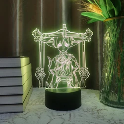 Genshin Impact Game Figure Acrylic Board Luminous Base For Kid Room Night Light Anime Led 3D Lamp Christmas Decor Gift Wanderer