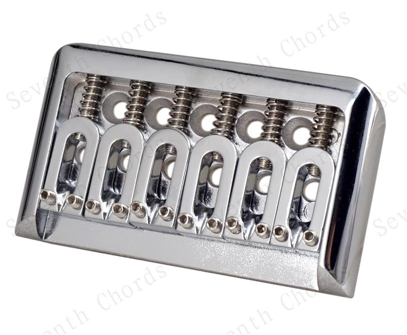 1 Set 6 Saiten Gold Silber E-Gitarren-Brücke Top-Load-Sattel Hardtail 76MM Musikinstrument-Zubehörteile – Detail 3