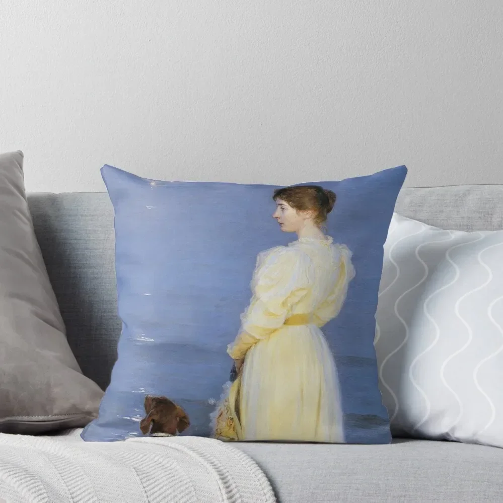 Peder Severin Kroyer - Summer evening at Skagen Throw Pillow Couch Cushions Pillow Decor pillow