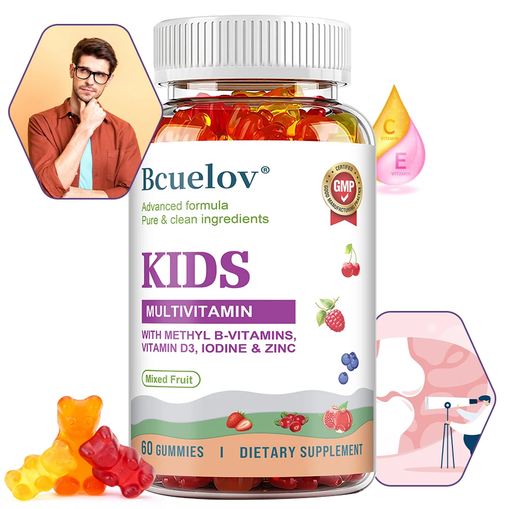 

Kids Gummy Vitamins - Fruit - Non-GMO & Vegan Complete Children's Multi - Vitamins A, B, C, D, E, Promote Overall Health