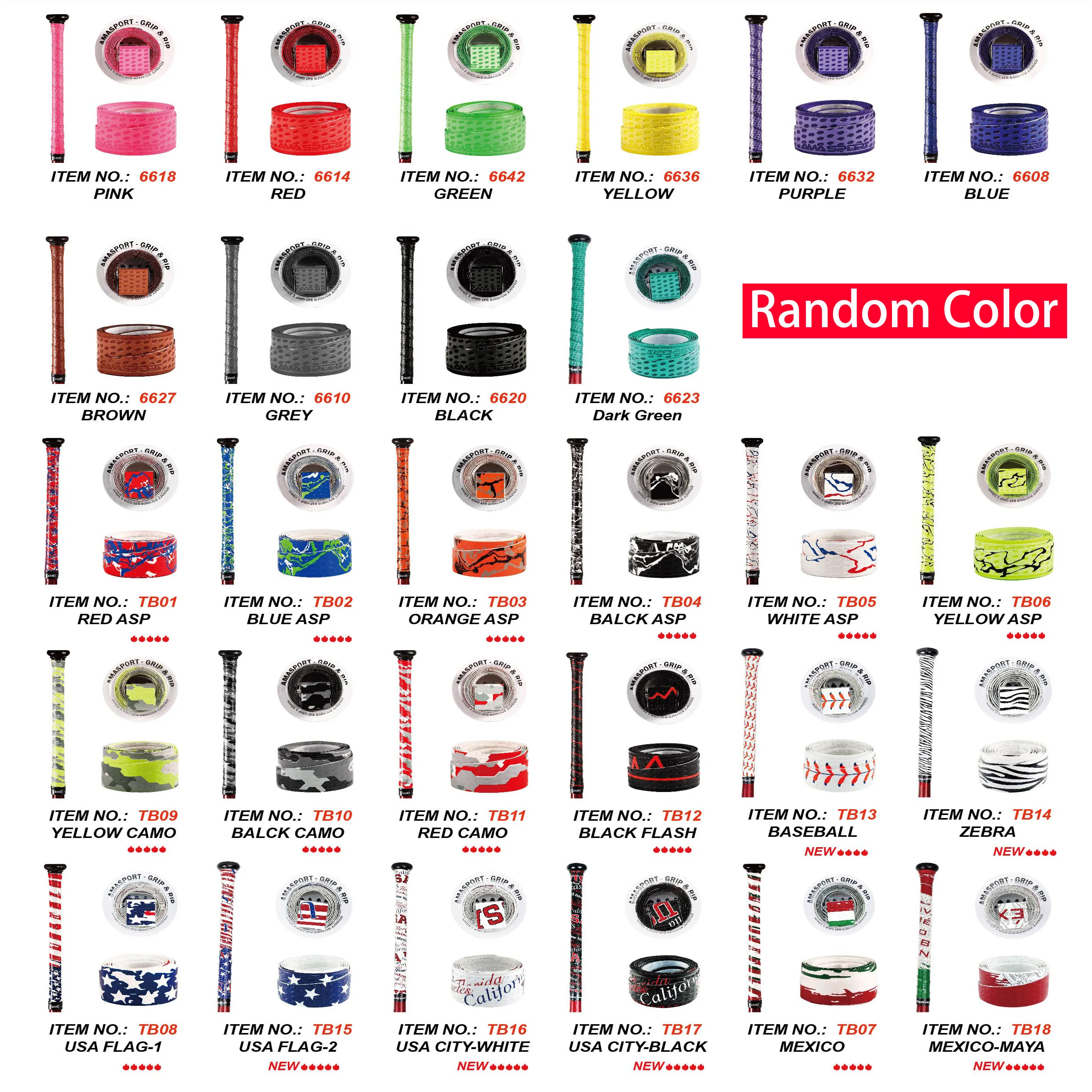 

AMA SPORT Colorful Bat Grip Tape for Baseball 1.1mm Thickness for Professional Feel Field Sports Equipment & Baseball Accessorie