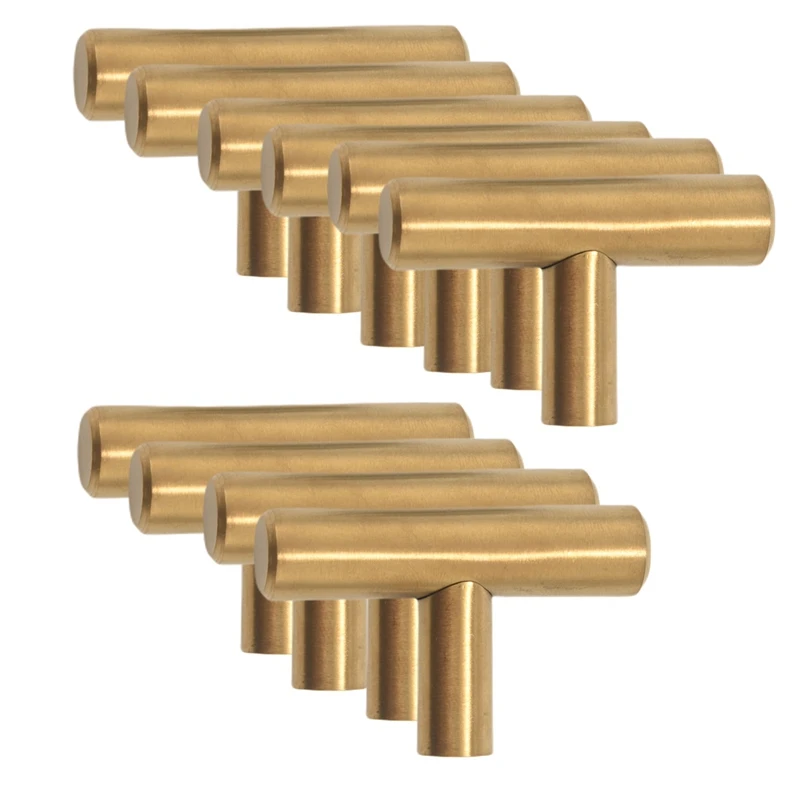 M11K-10 Pack Single Hole Gold Cabinet Knobs And Pulls Door Cupboards Bedroom Furniture Handles 50Mm/2In Overall Length