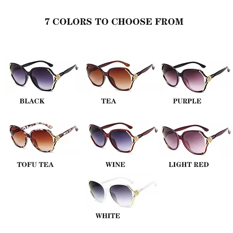 New 2024 Women\'s Sunglasses Fashion Large Frame Sunglasses Personalized Rose Blossom Hollow out Glasses Female