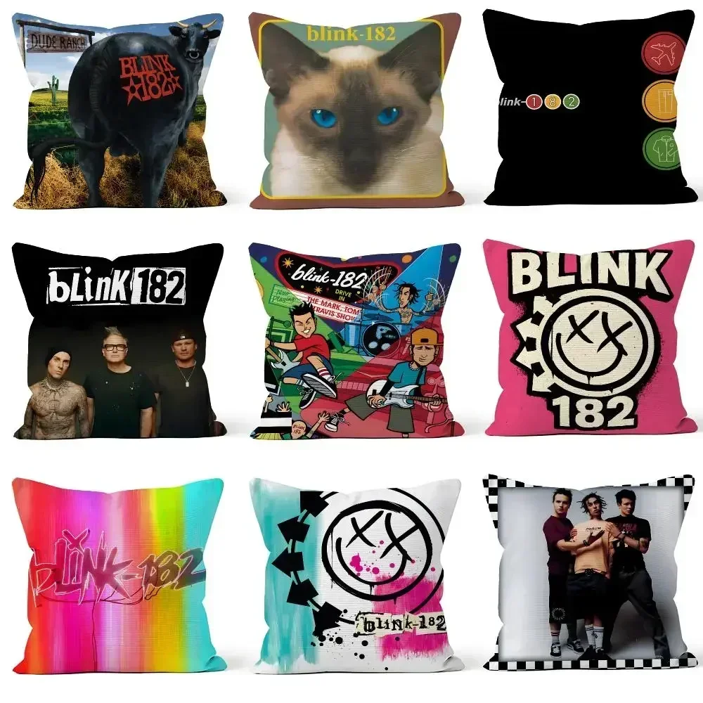 Band Blink-182 Blink Mark Tom Travis Cushion Cover Throw Pillow Soft Short Plush Cozy Colorfast For Sofa Bedroom Home Decor