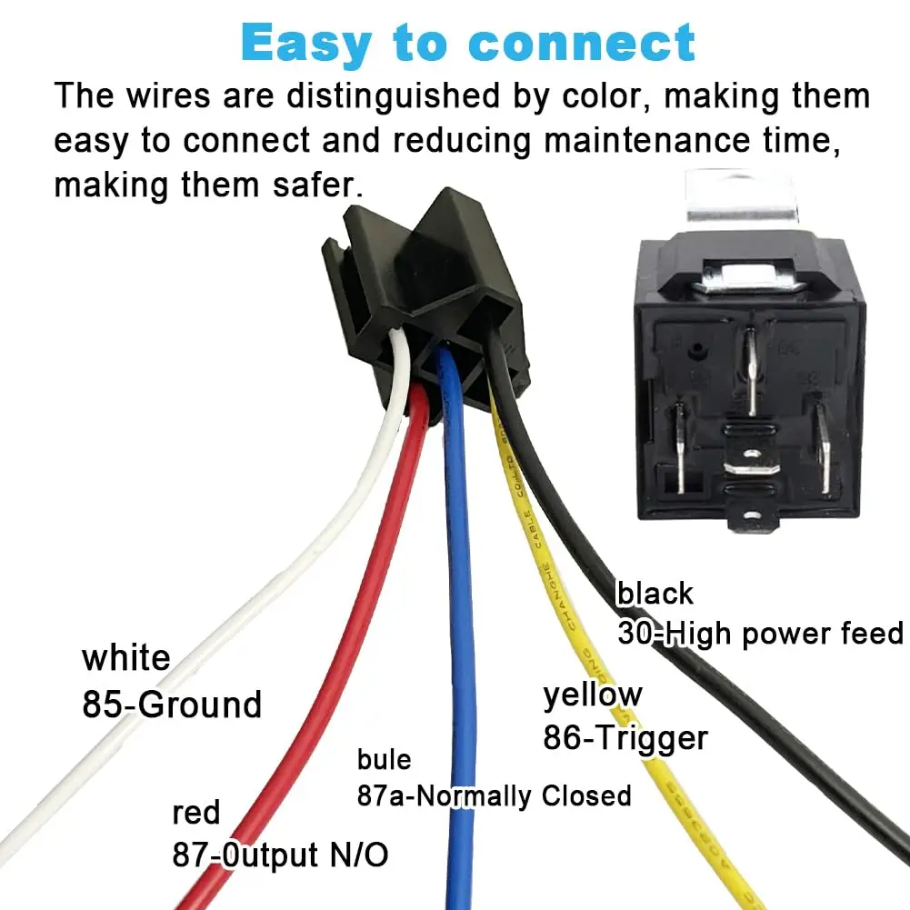 12 فولت 5pin 40A مرحل السيارة مع SPDT تسخير مآخذ الأسلاك الملونة للسيارات شاحنة فان دراجة نارية قارب مرحل مقاوم للماء