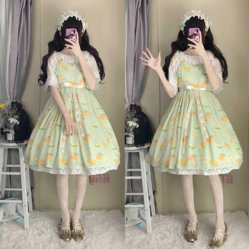 اليابانية لوليتا Jsk فستان المرأة الإنتفاض الدانتيل Harajuku فستان بحزام جرلي Kawaii الجنية Vestidos خمر فساتين حفلات بلا أكمام