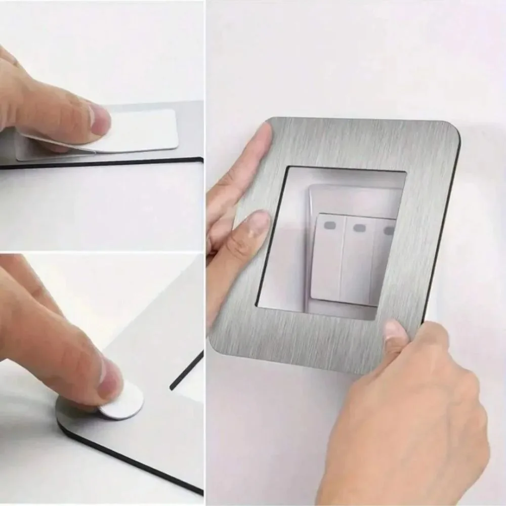 Aluminum Composite Panel Light Switch Sticker Anti-Dirty Solid Color Design Acrylic Wall Decor Dustproof No Punch Installation