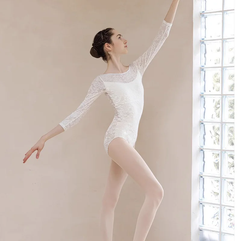 Practice Clothes Ballet Dance Leotard Women Velvet Print Flower Gymnastics Adult Ballet Stage Costumes Mesh Backless Bodysuits