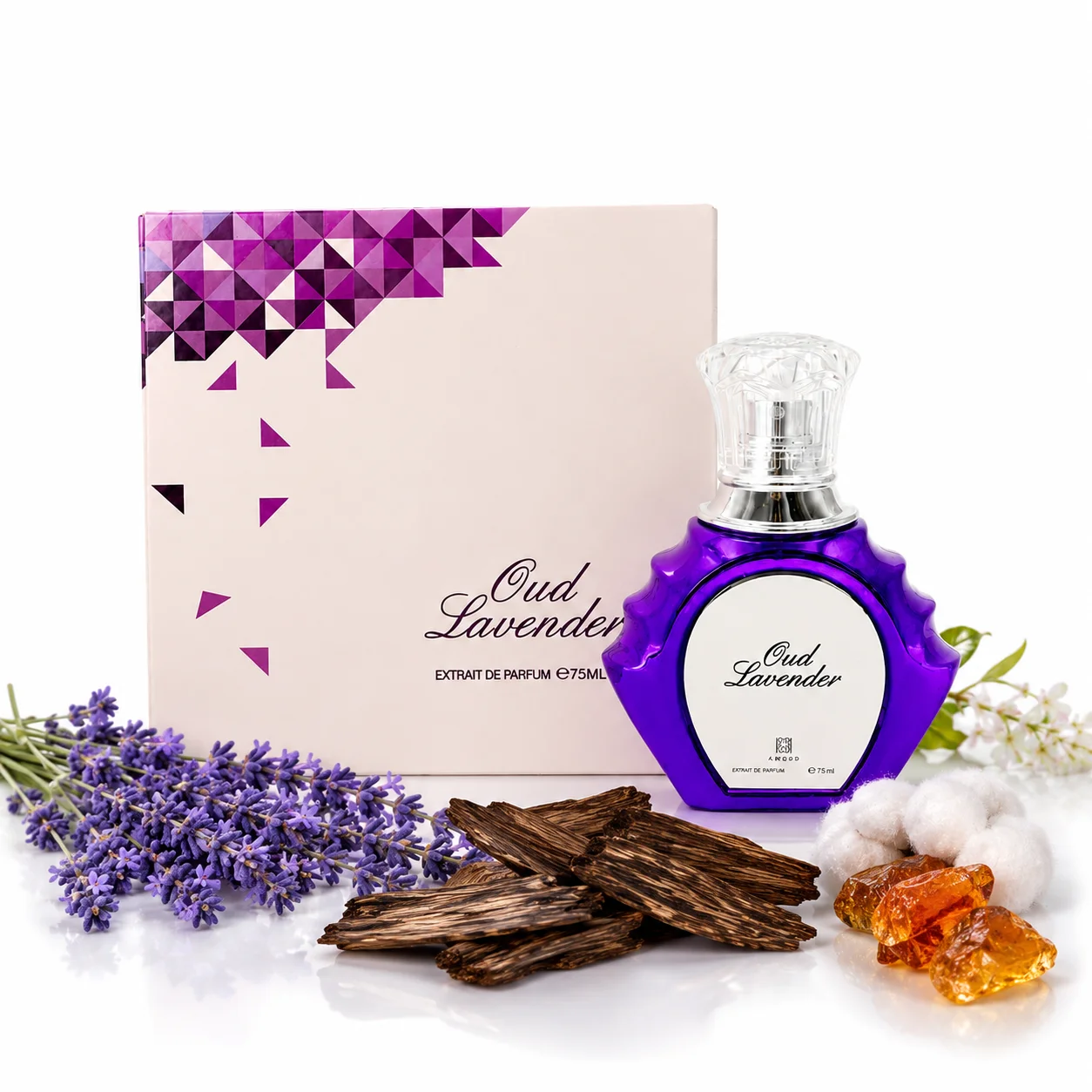 Lux Oud Lavender Extrait De Parfum 75ml, Perfume Árabe Original en Spray para Hombre y Mujer, Fragancia Amaderada Dulce y Duradera, Caja de Regalo