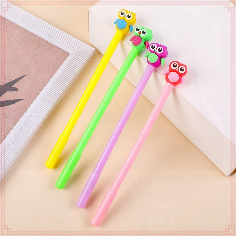 24 Pcs Wholesale Fun and Cute Gel Pens Set with Owl-Shaped 3D Design - Ideal for Students