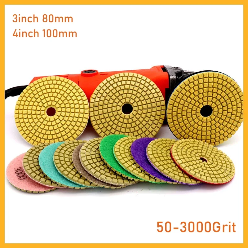 

1pcs 80mm 100mm Diamond Polishing Pad 3" 4" Wet Buff Disc Abrasive for Sanding Marble Granite Concrete Grinding Countertop Stone